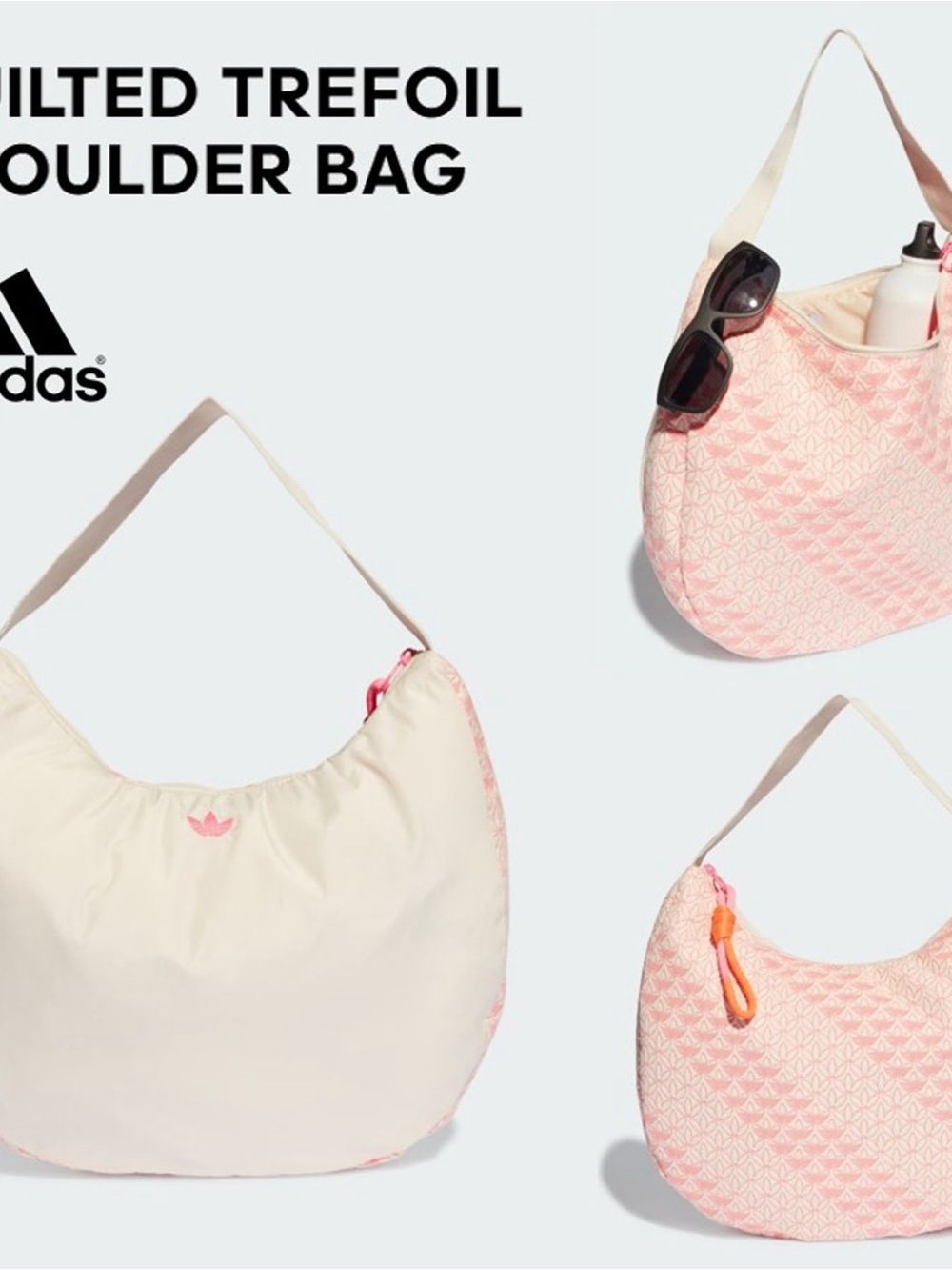 adidas Quilted Trefoil Shoulder Bag - Pink & Cream